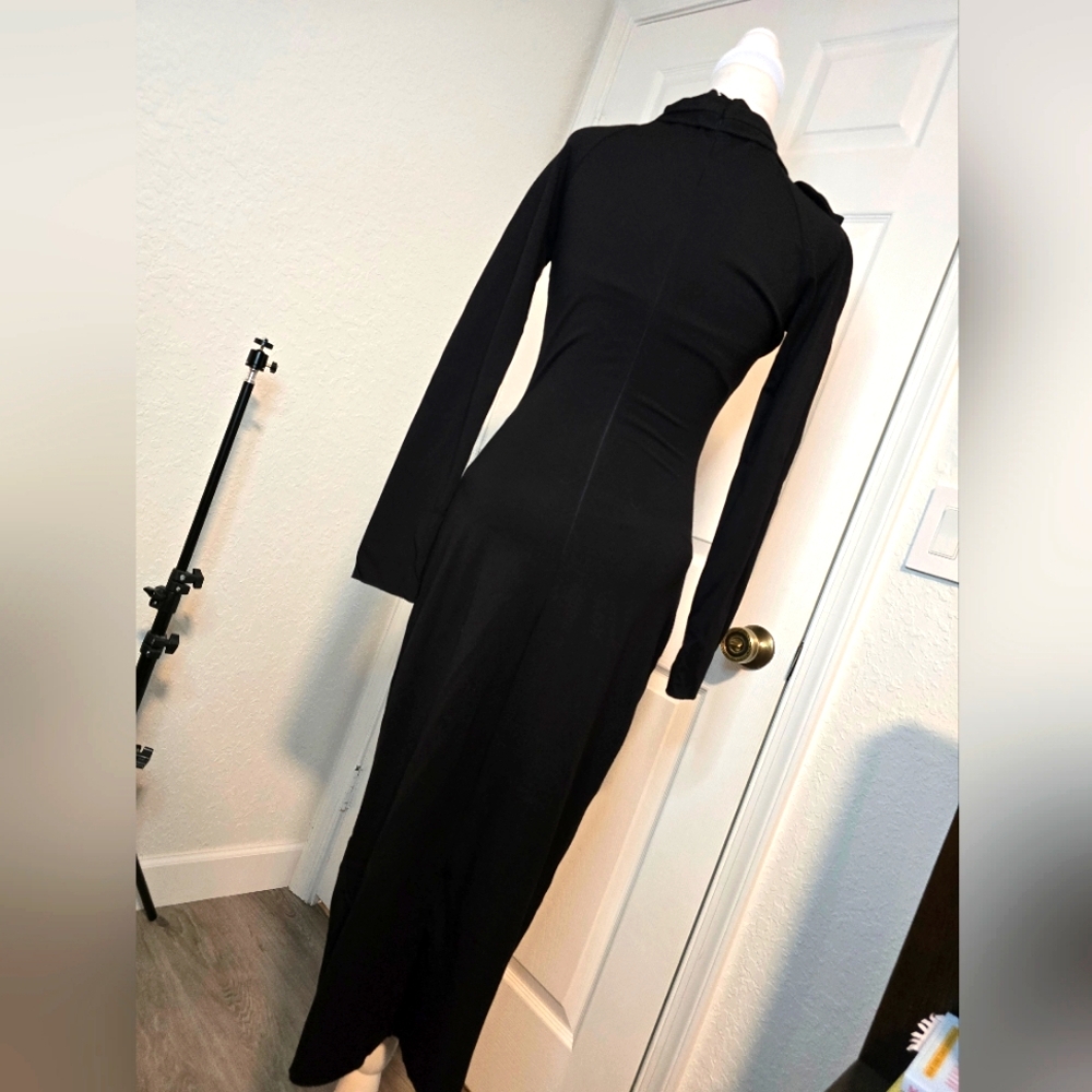 Emporio Armani sleek black dress with color crystals accents. Size M